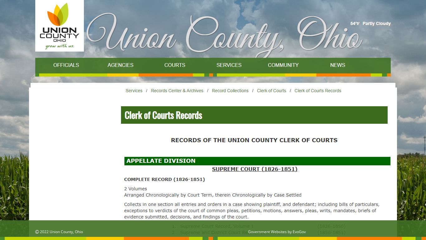 Union County, OhioClerk of Courts Records